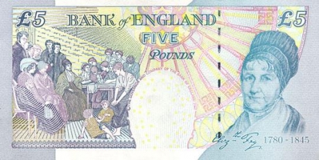 Thomas Fowell Buxton, seen on the left of the picture on the Five Pound note.
